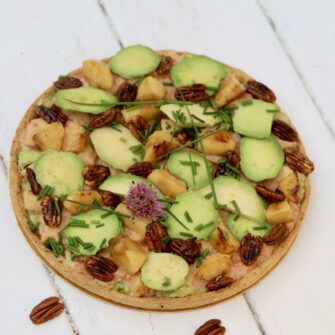 Tarte avocat pommes rôties